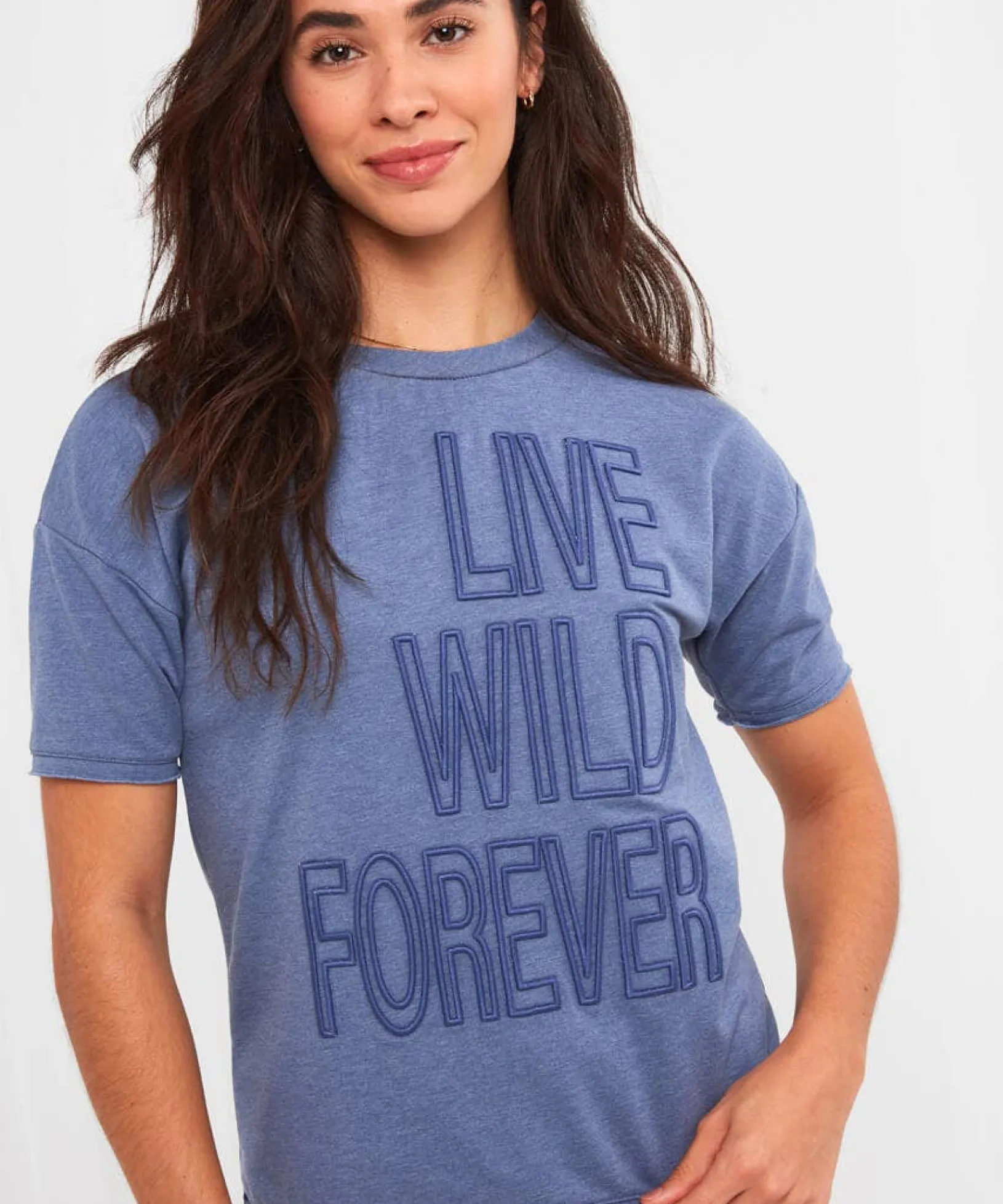 live_wild_forever_tee_5.webp Pyjamas & Loungewear | Tops, Tunics & Blouses | Sale Pyjamas & Loungewear | Sale Tops, Tunics & Blouses | Women's | Women's | Women's | Women's Joe Browns Live Wild Forever Tee Blue