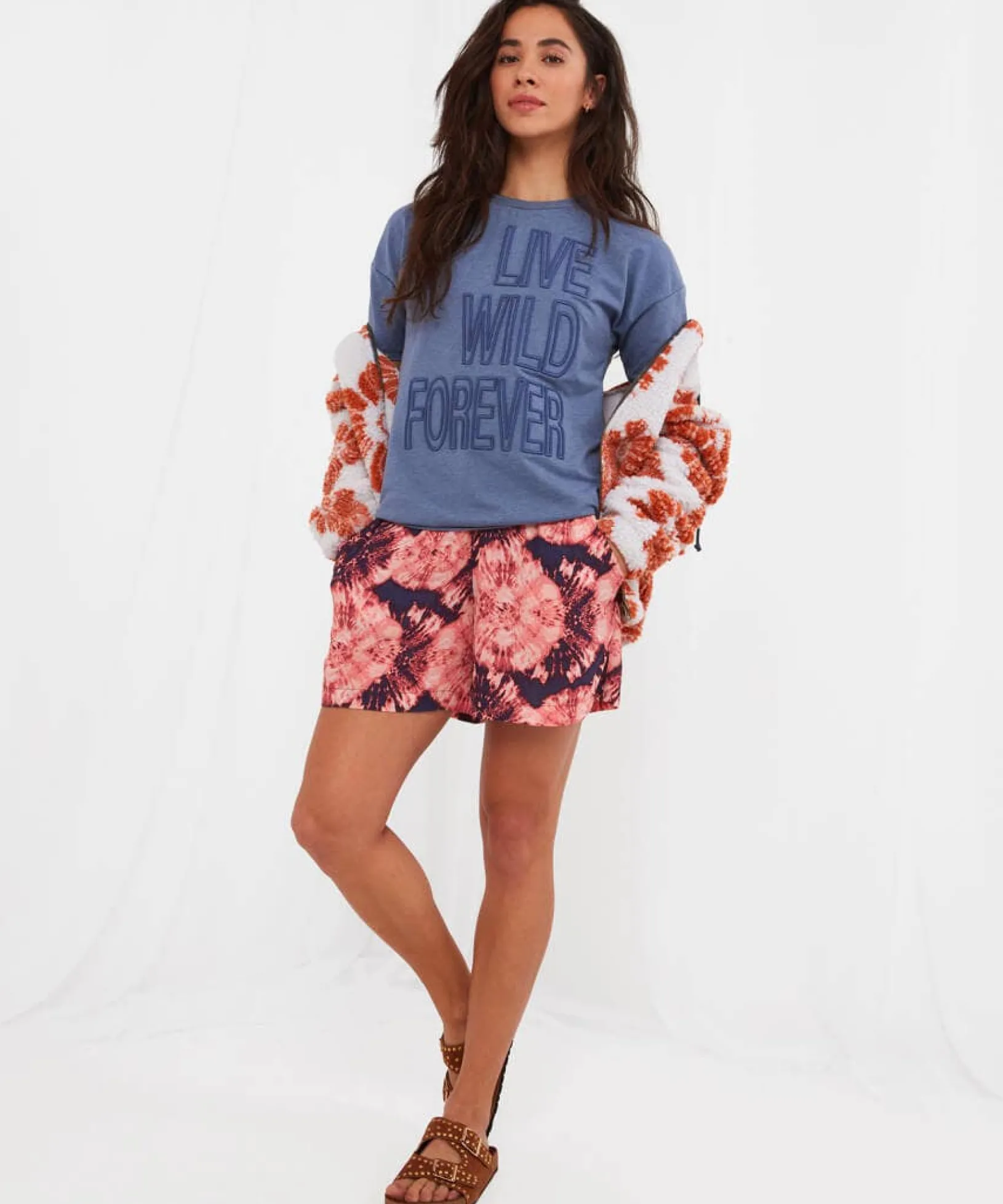live_wild_forever_tee_6.webp Pyjamas & Loungewear | Tops, Tunics & Blouses | Sale Pyjamas & Loungewear | Sale Tops, Tunics & Blouses | Women's | Women's | Women's | Women's Joe Browns Live Wild Forever Tee Blue