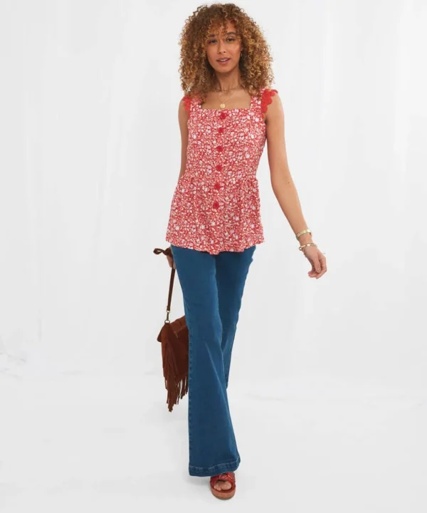 Sale Tops, Tunics & Blouses | Women's Joe Browns Lovely Lace Trim Top Coral