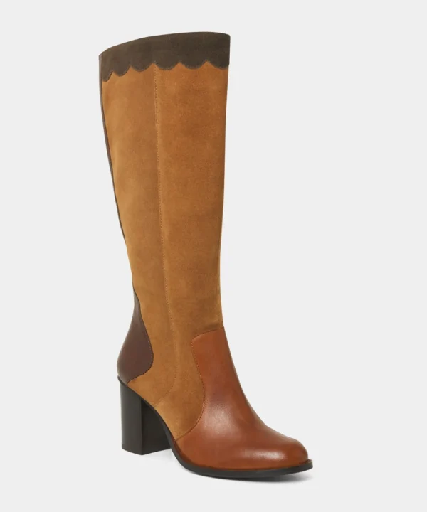 Knee High Boots | Boots & Shoes | Top Picks | Women's Joe Browns Made You Look Suede Leather Boots Tan Multi