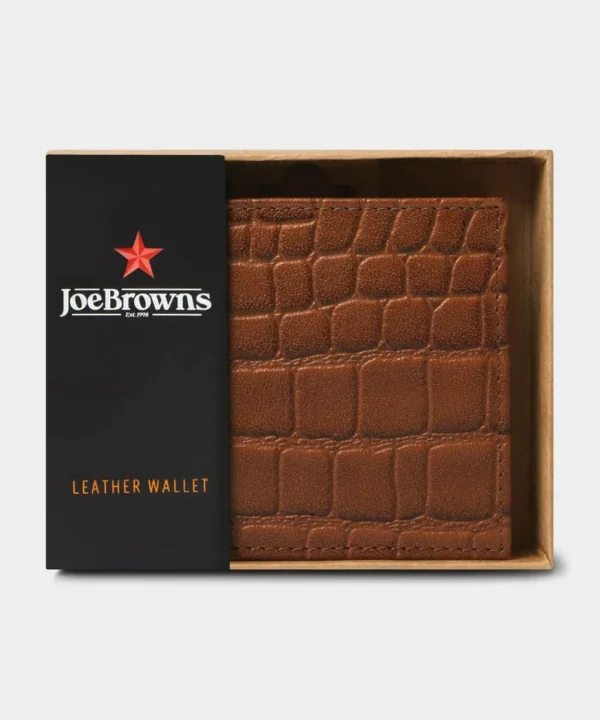 Sale Accessories | Men,s Joe Browns Men's Croc Buff Calf Leather Wallet Tan