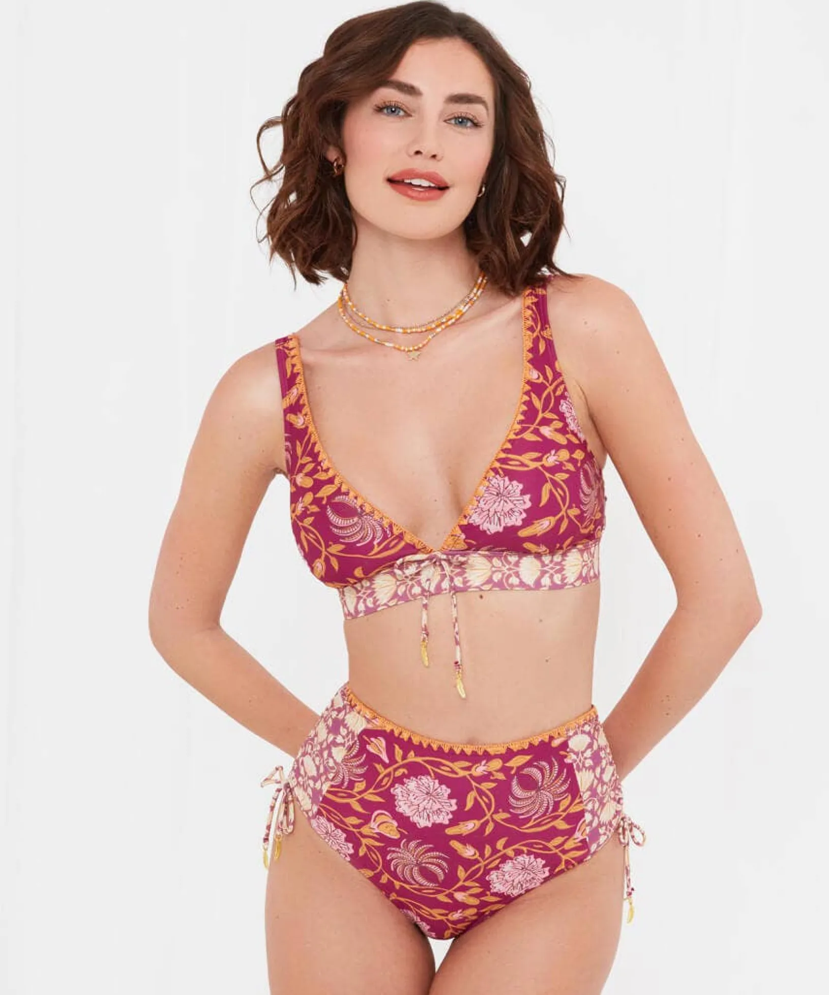 mexicano_boho_bikini_top_2.webp Swimwear | Women's Joe Browns Mexicano Boho Bikini Top Raspberry Multi