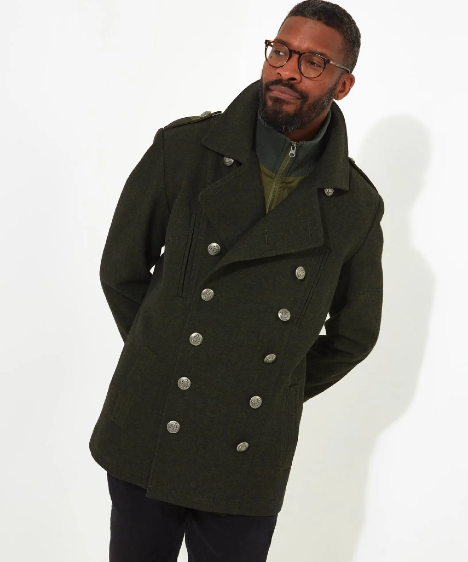 mixing_it_up_military_coa_0.webp Shop Men's Collection | Coats & Jackets | Sale Coats & Jacket | Top Picks | Men,s | Men,s Joe Browns Mixing It Up Military Coat Green