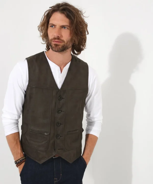 Shop Men's Collection | Leather Jackets | Top Picks | Men，s Joe Browns No Limits Leather Waistcoat Brown
