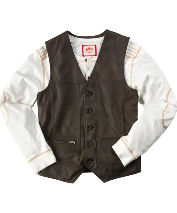 Shop Men's Collection | Leather Jackets | Top Picks | Men，s Joe Browns No Limits Leather Waistcoat Brown
