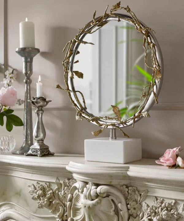 Living Room | Nouveau Reflections | Mirrors | Home Accessories | Gifts | Home | Home | Home | Home | Women's Joe Browns Nouveau Brass Table Mirror With Stone Base Gold