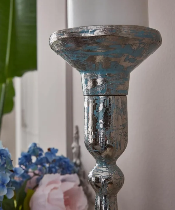 Living Room | Nouveau Reflections | Home Accessories | Candles & Candle Holders | Gifts | Home | Home | Home | Home | Women's Joe Browns Nouveau Distressed Blue Candle Holder Silver