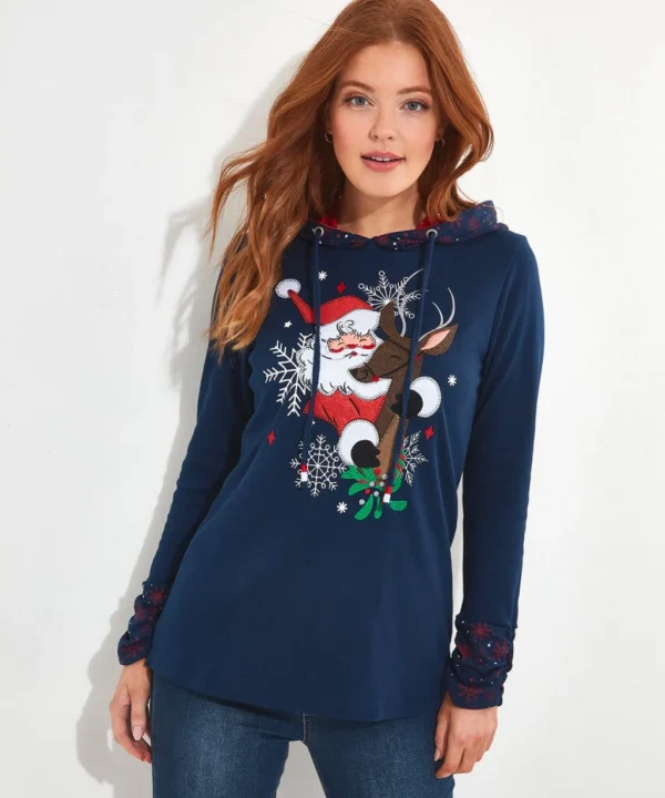 Shop Women's Collection | Tops, Tunics & Blouses | Half Price Christmas Styles | Sale Tops, Tunics & Blouses | Top Picks | Women's | Women's | Women's Joe Browns Novelty Sweat Navy