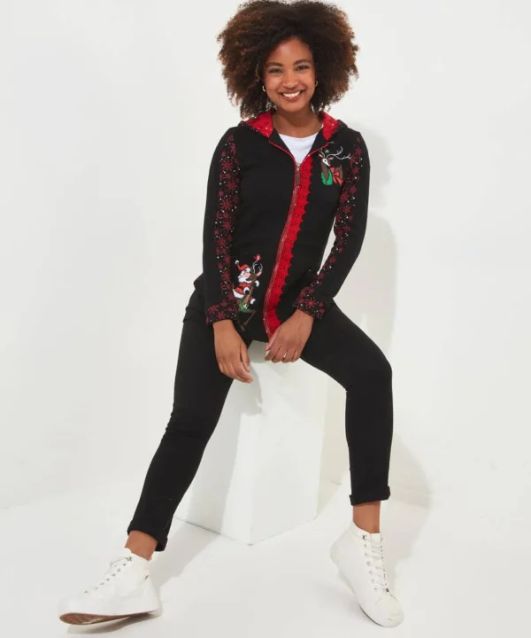 Shop Women's Collection | Occasion Outfits | Tops, Tunics & Blouses | Half Price Christmas Styles | Sale Tops, Tunics & Blouses | Top Picks | Top Picks | Women's | Women's | Women's Joe Browns Novelty Zip Sweat Black
