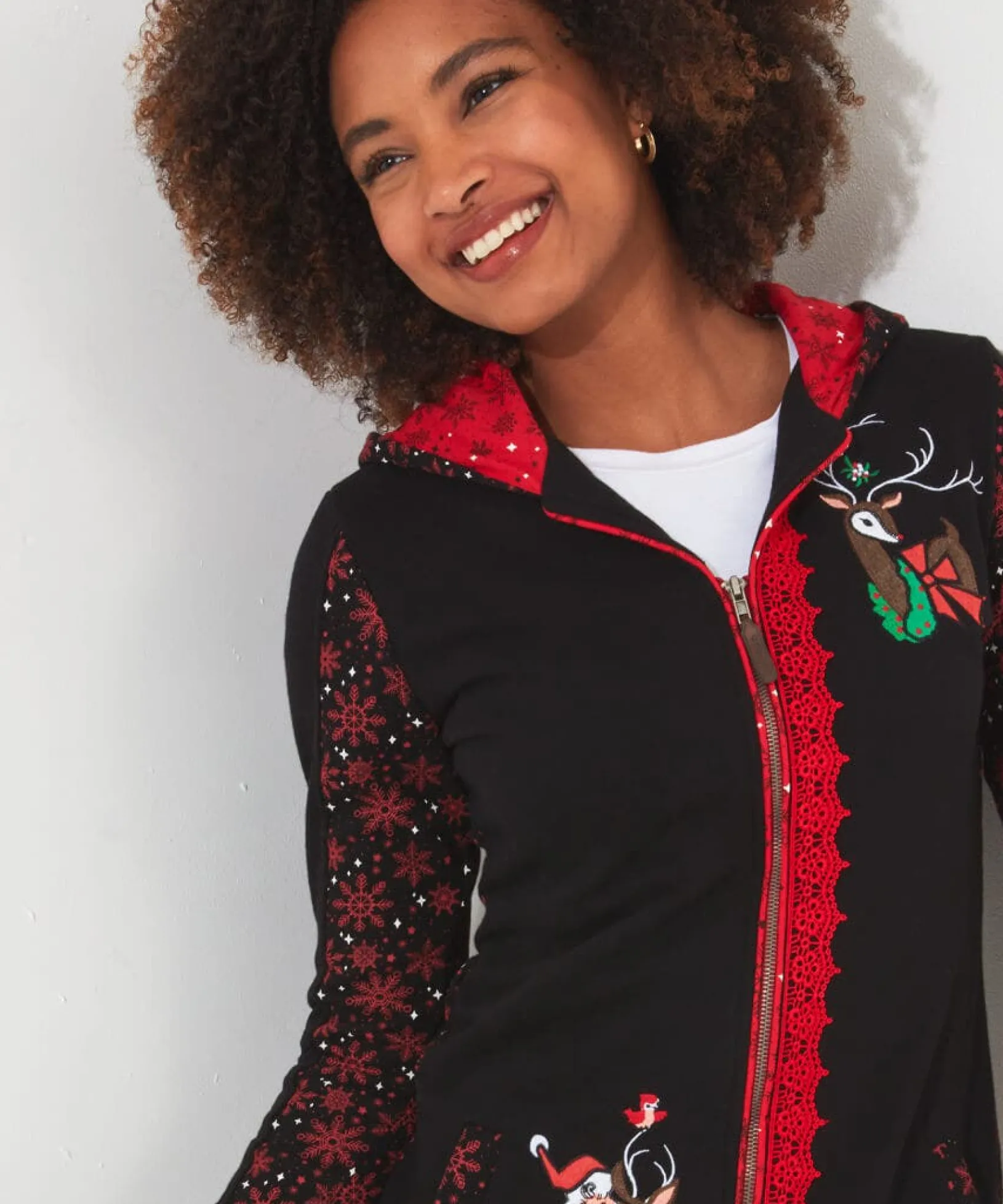 novelty_zip_sweat_4.webp Shop Women's Collection | Occasion Outfits | Tops, Tunics & Blouses | Half Price Christmas Styles | Sale Tops, Tunics & Blouses | Top Picks | Top Picks | Women's | Women's | Women's Joe Browns Novelty Zip Sweat Black