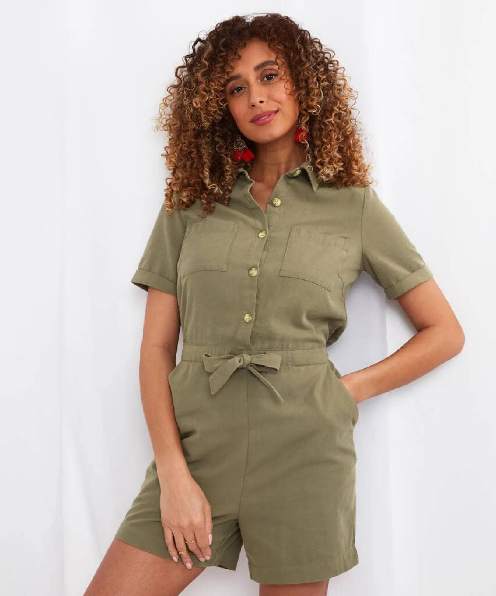 on_safari_playsuit_2.webp Sale Jumpsuits | Sale Jeans & Trousers | Women's | Women's Joe Browns On Safari Playsuit Green