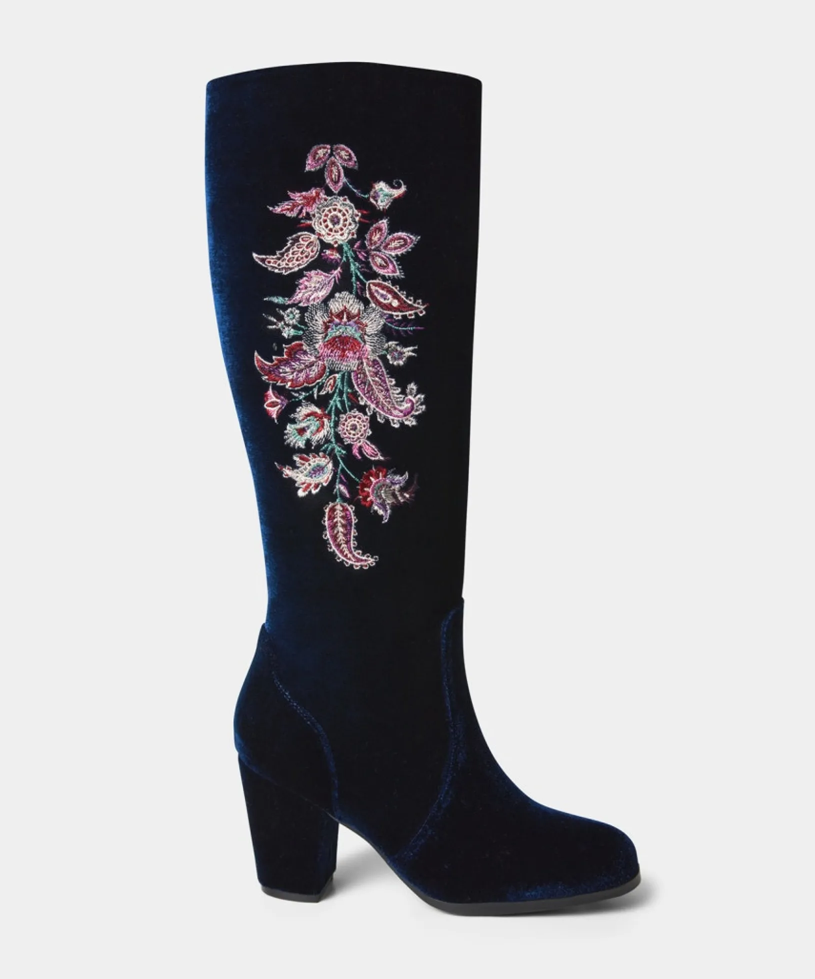 opulence_embroidered_velv_0.webp Knee High Boots | Party Footwear | Boots & Shoes | Sale Boots & Shoes | Top Picks | Top Picks | Women's | Women's Joe Browns Opulence Embroidered Velvet Boots Navy Multi