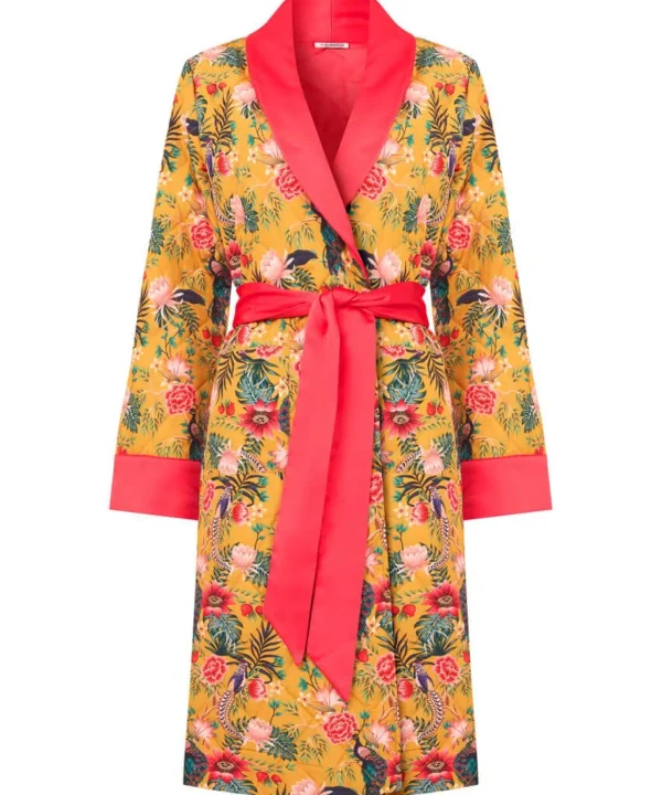 Pyjamas & Loungewear | Gifts | Sale Pyjamas & Loungewear | Women's | Women's | Women's Joe Browns Peacock Print Dressing Gown Gold