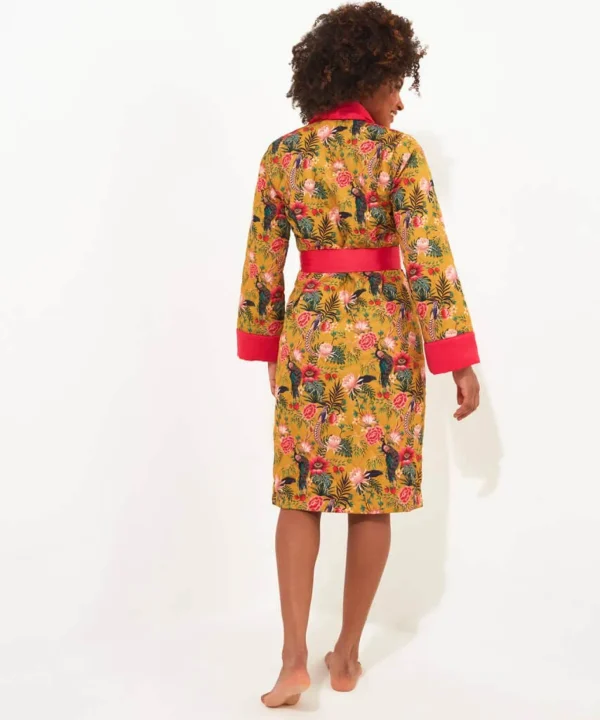 Pyjamas & Loungewear | Gifts | Sale Pyjamas & Loungewear | Women's | Women's | Women's Joe Browns Peacock Print Dressing Gown Gold