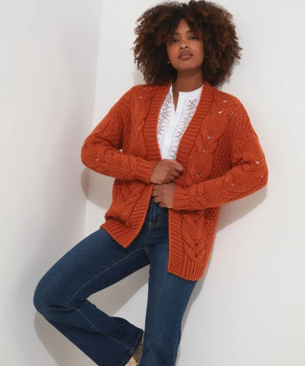 Cardigans & Coatigans | Sale Knitwear & Jumpers | Top Picks | Women's Joe Browns Perfect Slouchy Cardigan Burnt Orange / Black