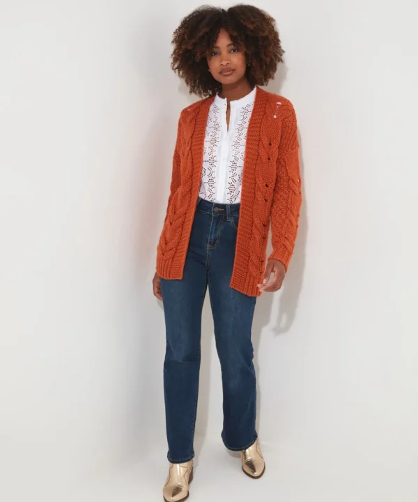 Cardigans & Coatigans | Sale Knitwear & Jumpers | Top Picks | Women's Joe Browns Perfect Slouchy Cardigan Burnt Orange / Black