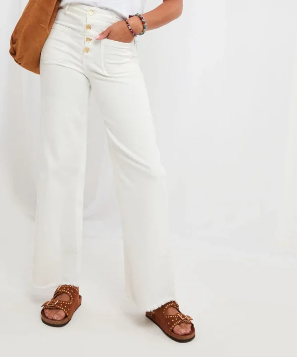 Sale Jeans & Trousers | Women's Joe Browns Pippa Wide Leg Jeans White / Pink
