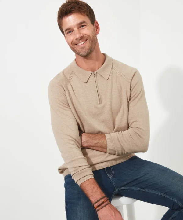Shop Men's Collection | Knitwear & Jumpers | Sale Knitwear & Jumpers | Top Picks | Men,s | Men,s Joe Browns Premium Knitted Polo Oatmeal