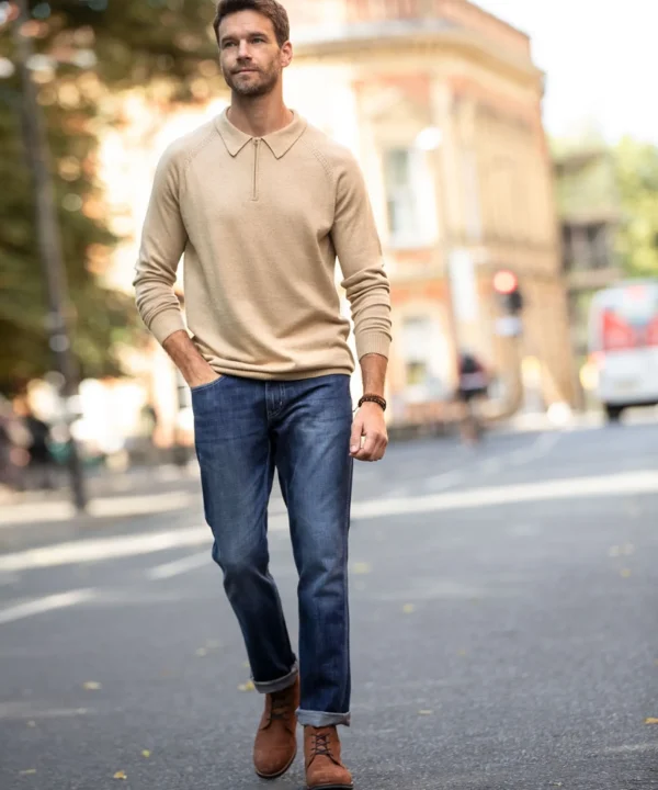 Shop Men's Collection | Knitwear & Jumpers | Sale Knitwear & Jumpers | Top Picks | Men，s | Men，s Joe Browns Premium Knitted Polo Oatmeal