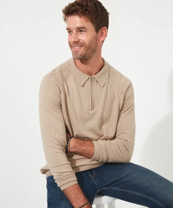 Shop Men's Collection | Knitwear & Jumpers | Sale Knitwear & Jumpers | Top Picks | Men，s | Men，s Joe Browns Premium Knitted Polo Oatmeal
