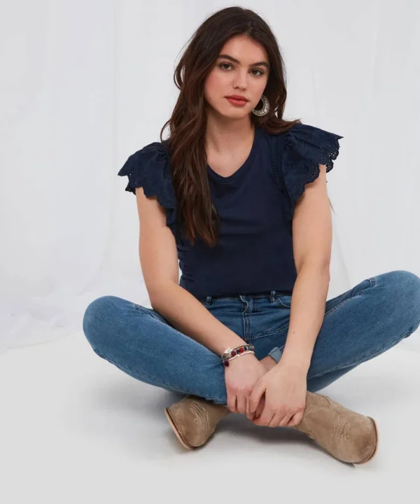 Sale Tops, Tunics & Blouses | Women's Joe Browns Pretty Broderie Top Navy / Pink / White