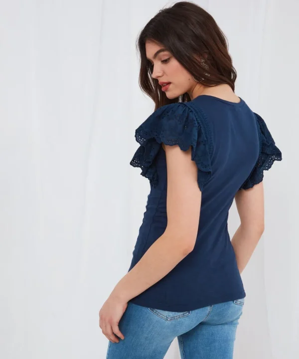 Sale Tops, Tunics & Blouses | Women's Joe Browns Pretty Broderie Top Navy / Pink / White