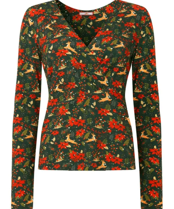 Tops, Tunics & Blouses | Half Price Christmas Styles | Sale Tops, Tunics & Blouses | Women's | Women's | Women's Joe Browns Radiant Reindeer Wrap Top Green