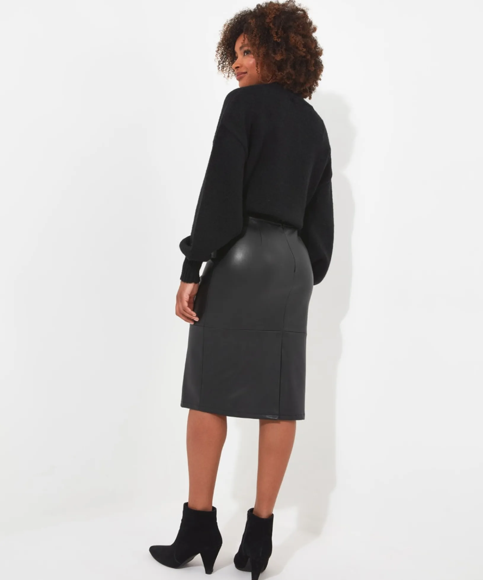 rock_it_pu_pencil_skirt_3.webp Skirts | Sale Skirts | Women's | Women's Joe Browns Rock It PU Pencil Skirt Black