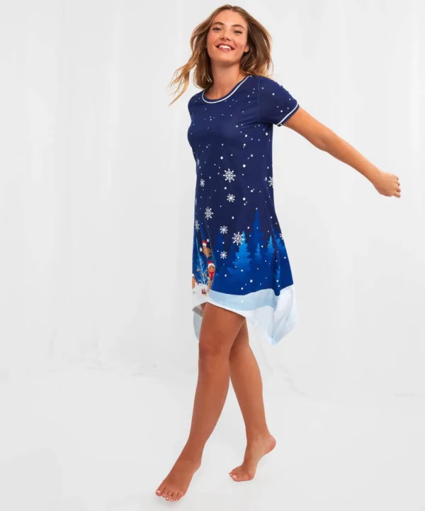 Half Price Christmas Styles | Sale Pyjamas & Loungewear | Women's | Women's Joe Browns Rocking Robin Nightie Navy