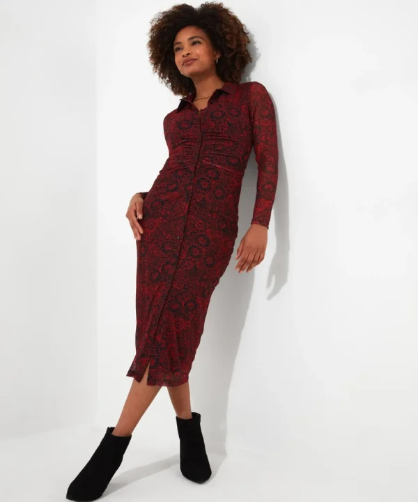 Shop Women's Collection | Midi Dresses | Dresses | Sale Dresses | Top Picks | Top Picks | Women's | Women's Joe Browns Ruched Front Button Through Mesh Dress Multi