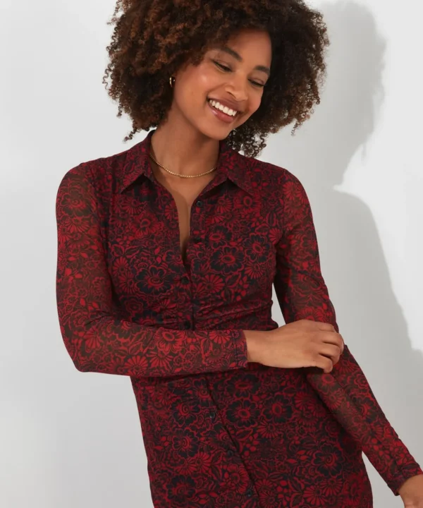 Shop Women's Collection | Midi Dresses | Dresses | Sale Dresses | Top Picks | Top Picks | Women's | Women's Joe Browns Ruched Front Button Through Mesh Dress Multi