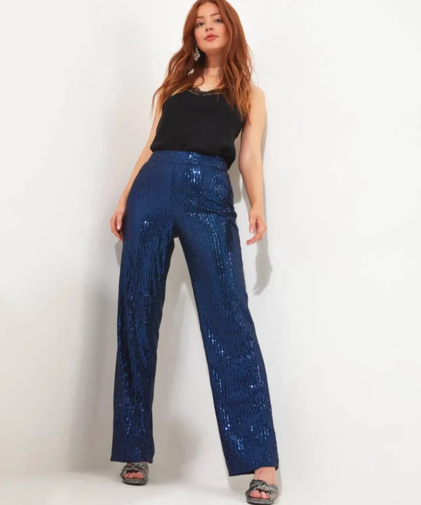 Shop Women's Collection | Occasion Outfits | Jeans & Trousers | Sale Jeans & Trousers | Top Picks | Top Picks | Women's | Women's Joe Browns Sassy Sequin Trousers Blue