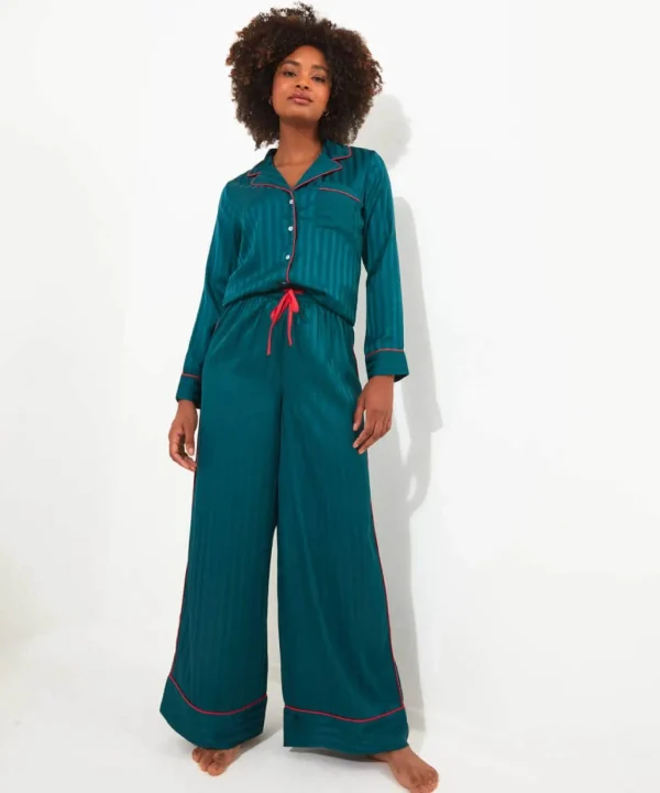 Pyjamas & Loungewear | Gifts | Sale Pyjamas & Loungewear | Women's | Women's | Women's Joe Browns Satin Stripe Pyjama Bottoms Teal