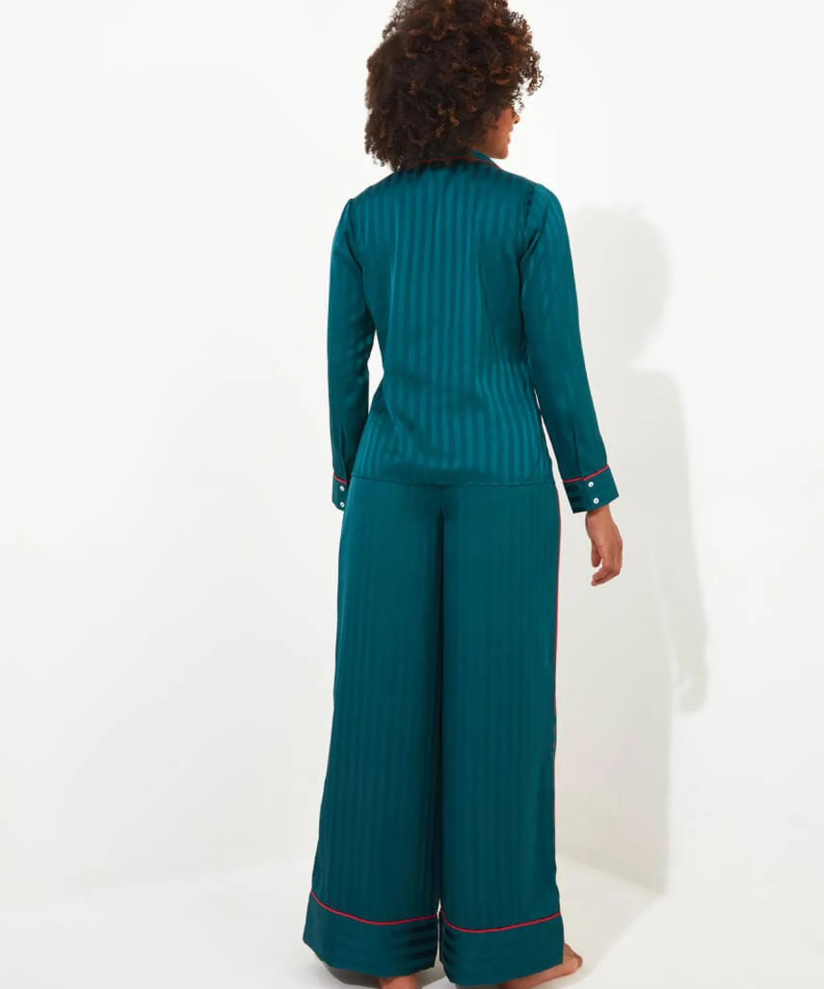 satin_stripe_pyjama_botto_4.webp Pyjamas & Loungewear | Gifts | Sale Pyjamas & Loungewear | Women's | Women's | Women's Joe Browns Satin Stripe Pyjama Bottoms Teal