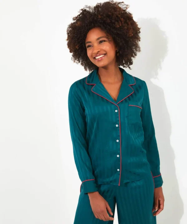 Pyjamas & Loungewear | Gifts | Sale Pyjamas & Loungewear | Sale Tops, Tunics & Blouses | Women's | Women's | Women's | Women's Joe Browns Satin Stripe Pyjama Top Teal
