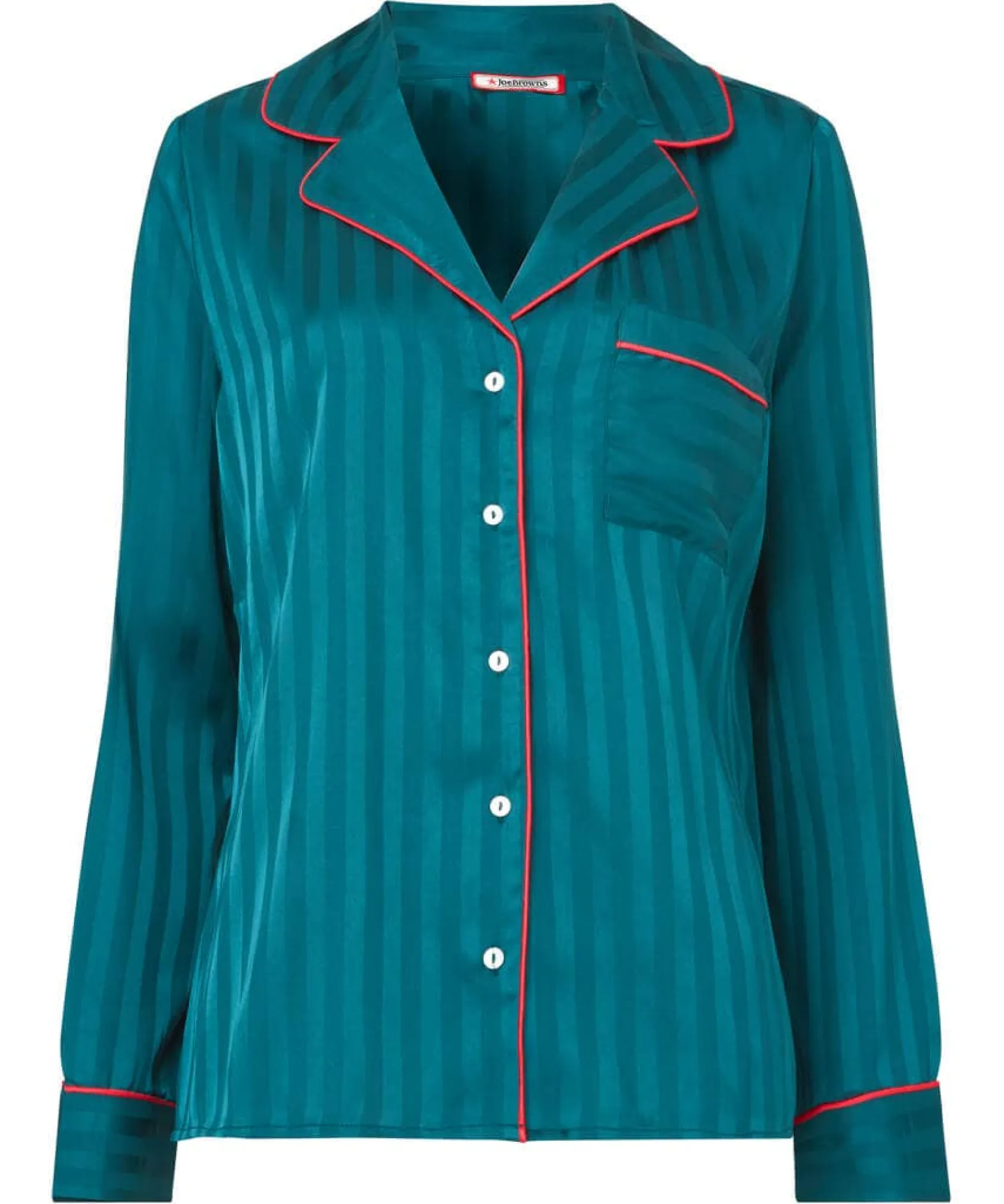 satin_stripe_pyjama_top_1.webp Pyjamas & Loungewear | Gifts | Sale Pyjamas & Loungewear | Sale Tops, Tunics & Blouses | Women's | Women's | Women's | Women's Joe Browns Satin Stripe Pyjama Top Teal