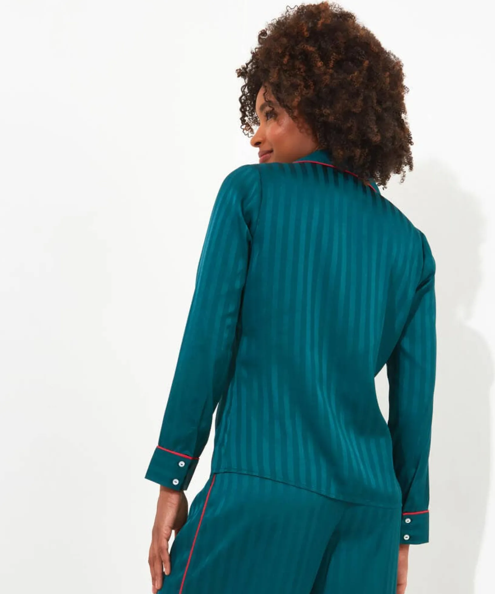 satin_stripe_pyjama_top_4.webp Pyjamas & Loungewear | Gifts | Sale Pyjamas & Loungewear | Sale Tops, Tunics & Blouses | Women's | Women's | Women's | Women's Joe Browns Satin Stripe Pyjama Top Teal