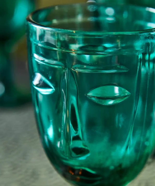 Kitchen | Home Joe Browns Set Of 6 Deco Face Wine Glasses Green