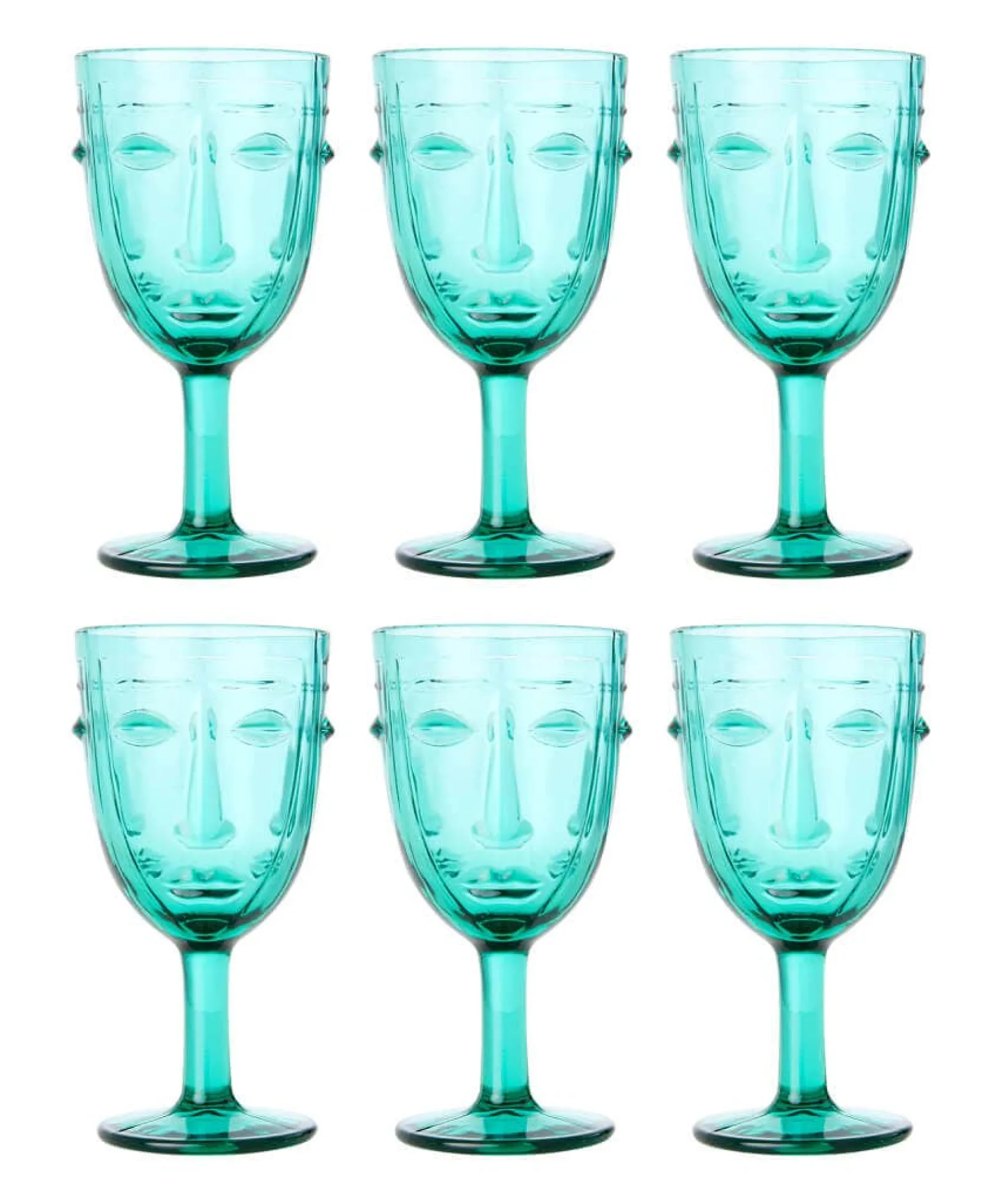 set_of__deco_face_wine_gl_5.webp Kitchen | Home Joe Browns Set Of 6 Deco Face Wine Glasses Green