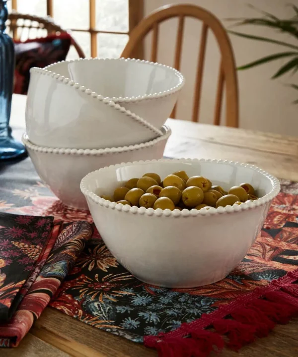 Kitchen | Home Accessories | Home | Home Joe Browns Set of 4 Organic Beaded Bowls White