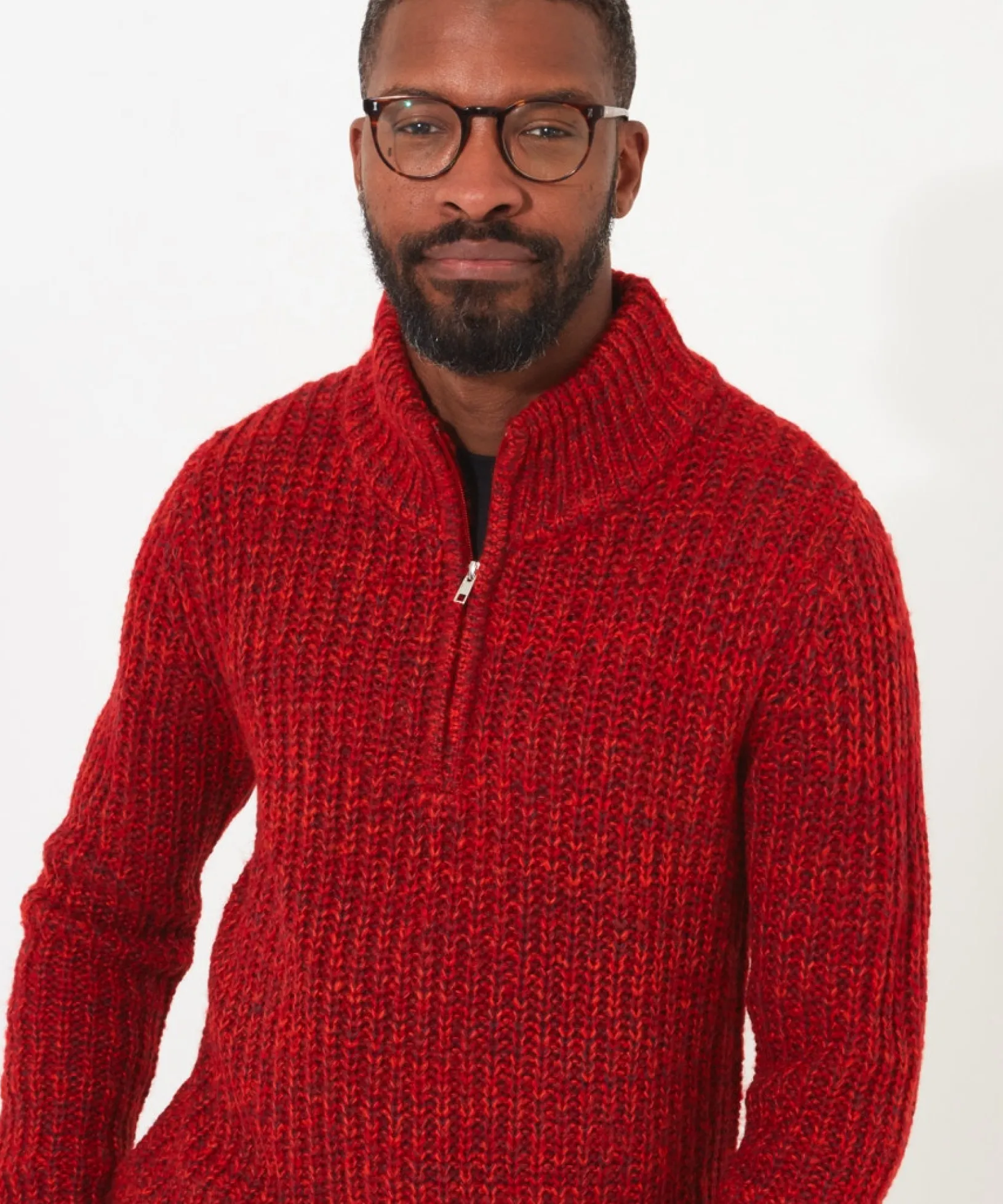 shore_funnel_knit_4.webp Shop Men's Collection | Layering Essentials | Knitwear & Jumpers | Top Picks | Men,s | Men,s Joe Browns Shore Funnel Knit Red / Blue / Green