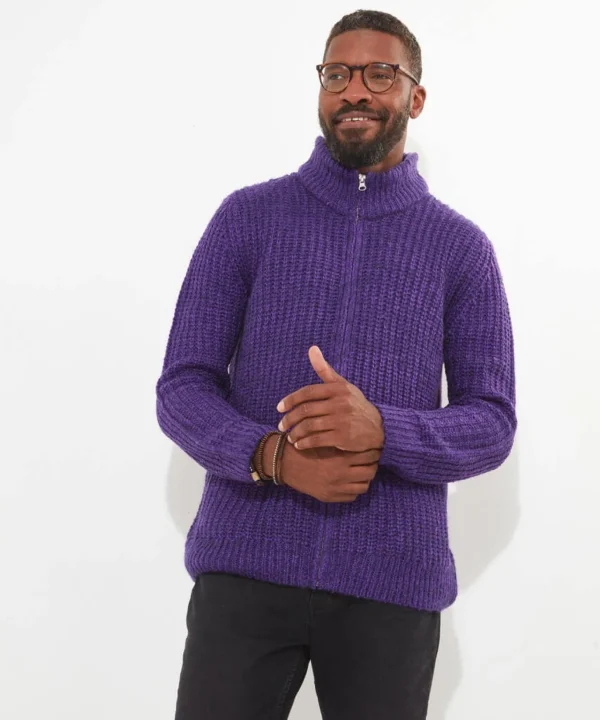 Shop Men's Collection | Knitwear & Jumpers | Sale Knitwear & Jumpers | Top Picks | Men,s | Men,s Joe Browns Shore Zip Through Knit Purple