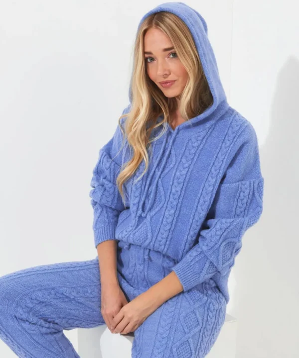 Shop Women's Collection | Pyjamas & Loungewear | Gifts | Tops, Tunics & Blouses | Top Picks | Women's | Women's | Women's Joe Browns Sloe Joes Cable Knit Hoody Blue