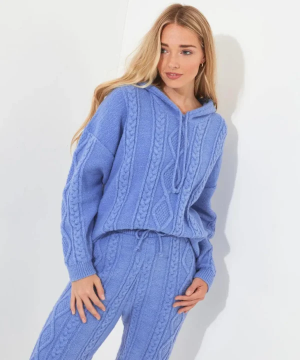 Shop Women's Collection | Pyjamas & Loungewear | Gifts | Tops, Tunics & Blouses | Top Picks | Women's | Women's | Women's Joe Browns Sloe Joes Cable Knit Hoody Blue