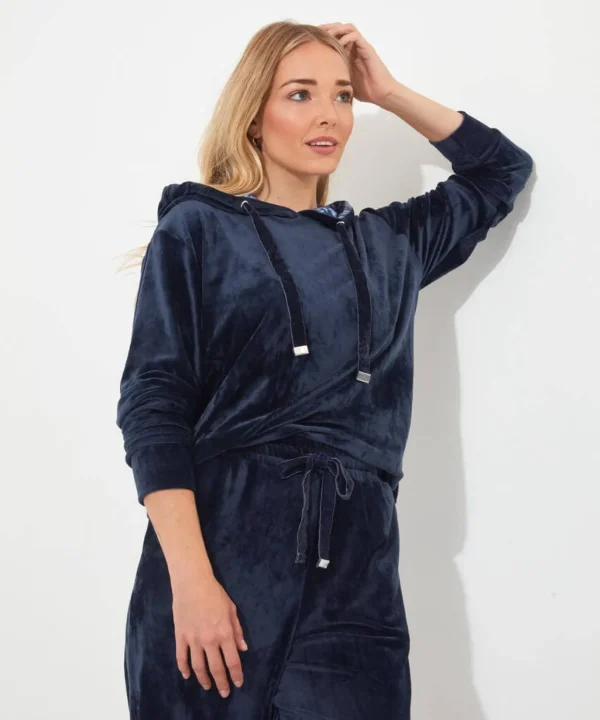 Pyjamas & Loungewear | Gifts | Tops, Tunics & Blouses | Women's | Women's | Women's Joe Browns Sloe Joes Velour Hoody Midnight