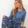 Pyjamas & Loungewear | Gifts | Tops, Tunics & Blouses | Women's | Women's | Women's Joe Browns Sloe Joes Waffle Henley Blue