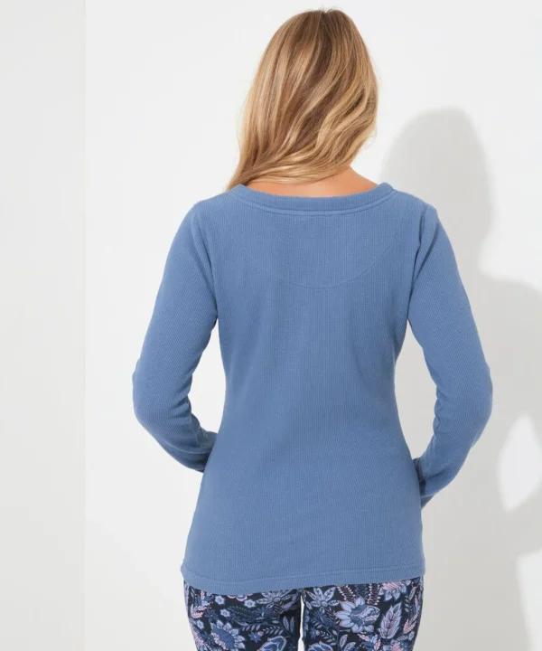 Pyjamas & Loungewear | Gifts | Tops, Tunics & Blouses | Women's | Women's | Women's Joe Browns Sloe Joes Waffle Henley Blue