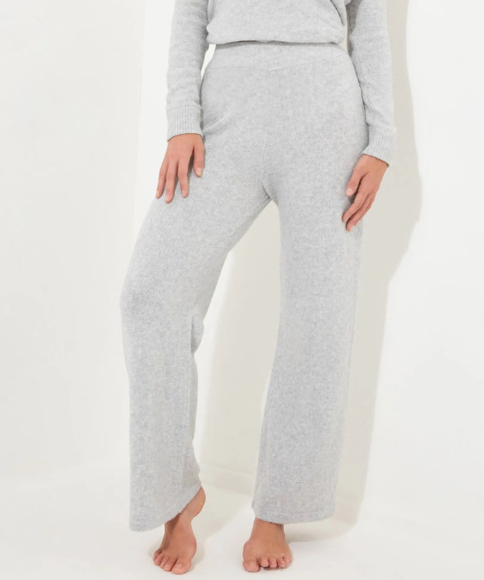 sloe_joes_wide_leg_knitte_3.webp Pyjamas & Loungewear | Gifts | Jeans & Trousers | Women's | Women's | Women's Joe Browns Sloe Joes Wide Leg Knitted Trousers Grey