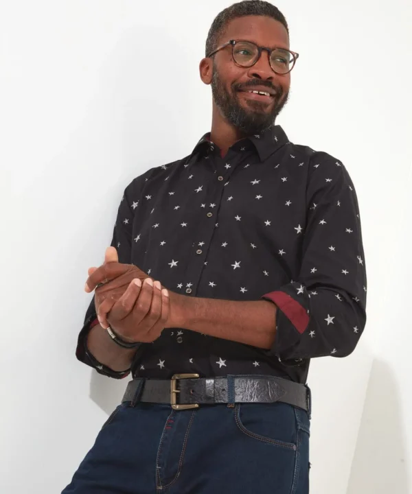 Shop Men's Collection | Men's Partywear | Gifts | Shirts | Sale Shirts | Top Picks | Top Picks | Men，s | Men，s | Men，s Joe Browns Star Embroidered Shirt Black
