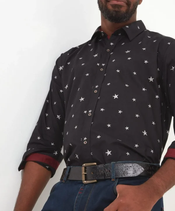 Shop Men's Collection | Men's Partywear | Gifts | Shirts | Sale Shirts | Top Picks | Top Picks | Men,s | Men,s | Men,s Joe Browns Star Embroidered Shirt Black